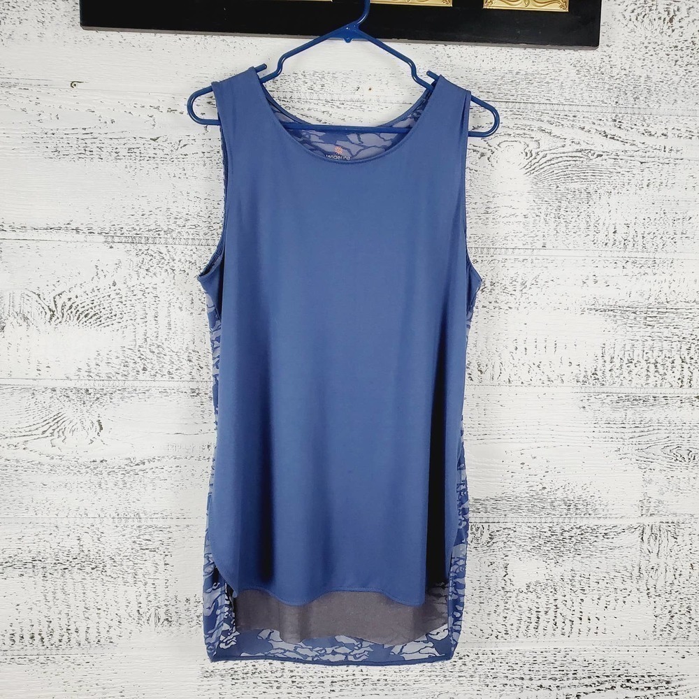 Tangerine Women Activewear Sleeveless Lace Floral Layered Back Tank Top Large